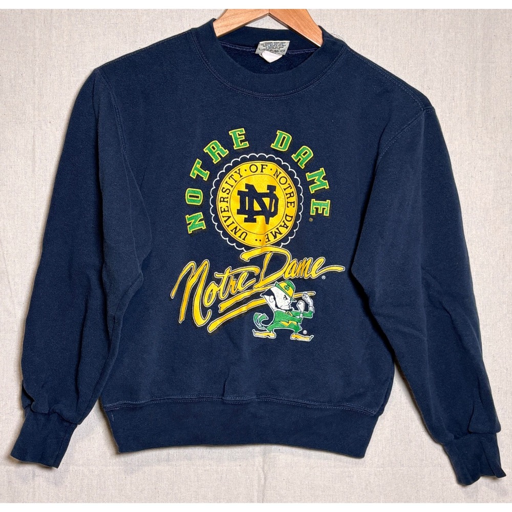 Vintage Nutmeg Mills Notre Dame Fighting Irish Sweatshirt Navy Blue Medium USA